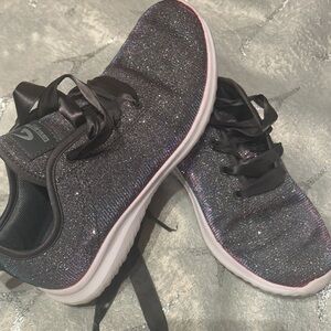 Sparkly Black Sneakers with Ribbon Laces